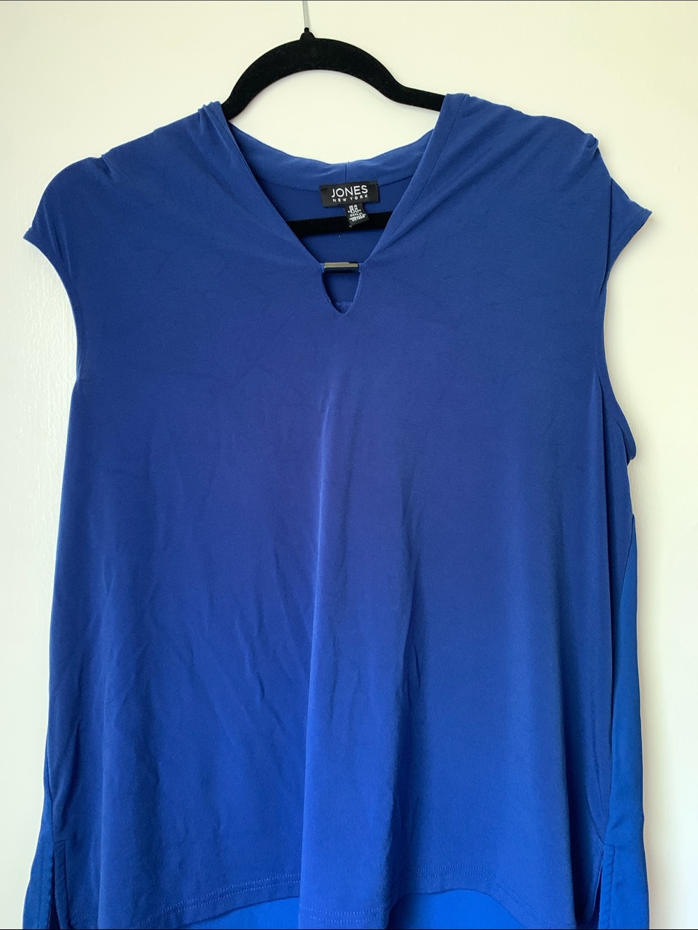 Jones New York Cobalt Blue Cap Sleeve V-Neck Tank